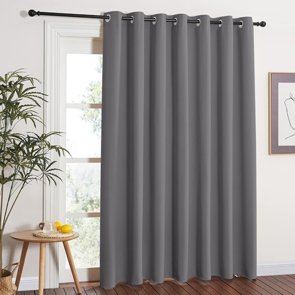 Grey Blackout Patio Sliding Door Curtains 84 inch Length